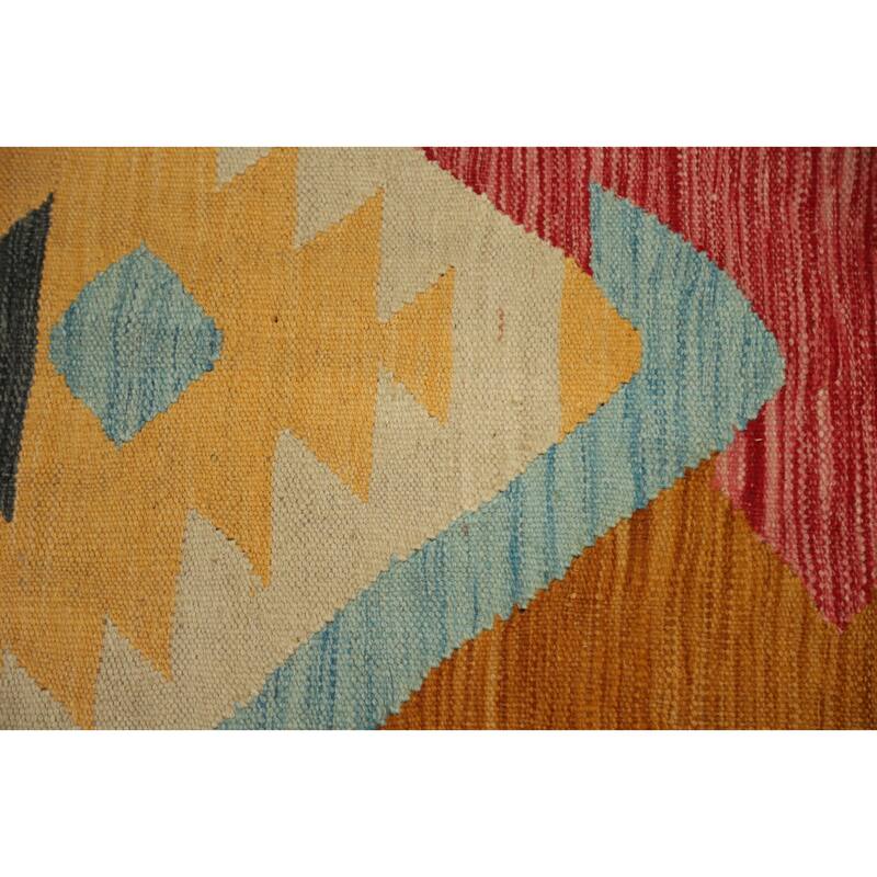 Hand Woven Oriental 100% Wool Carpet Southwestern Tribal Multi-Colored Kilim Area Rug - 9' 10'' X 6' 8''