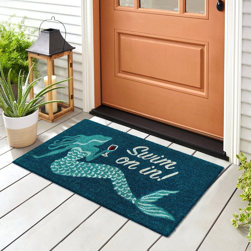 Liora Manne Ocean Goddess Coir Welcome Door Mat - 1'6" x 2'6" - Blue