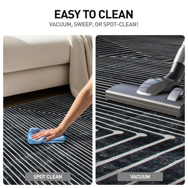 World Rug Gallery Bohemian Stripes Washable Non-Slip Area Rug