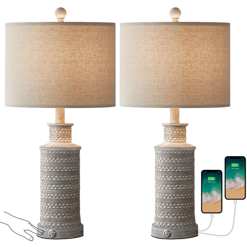 24'' Farmhouse Table Lamp Set of 2 for Bedroom