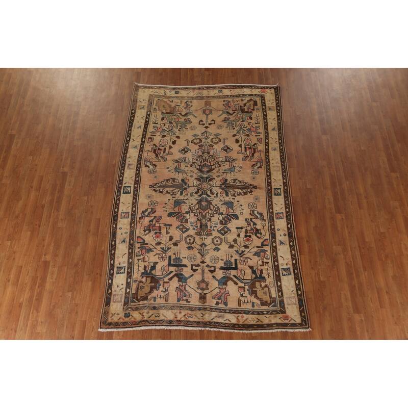 Ardebil Persian Vintage Rug Handmade Wool Carpet - 6'1"x 9'6"