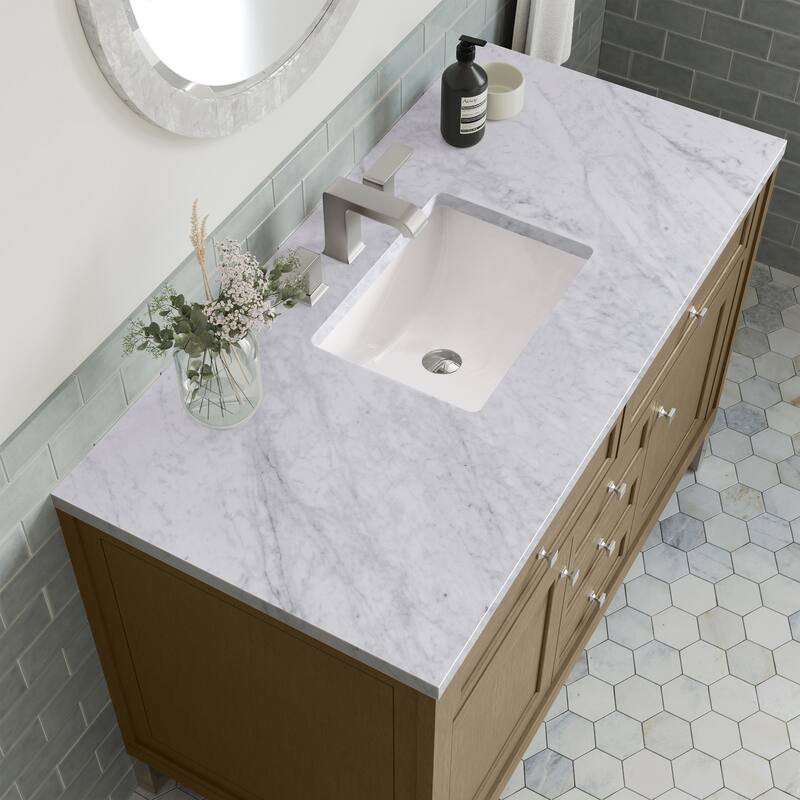 Chicago 48" Single Vanity, Walnut Whisper - Carrara White