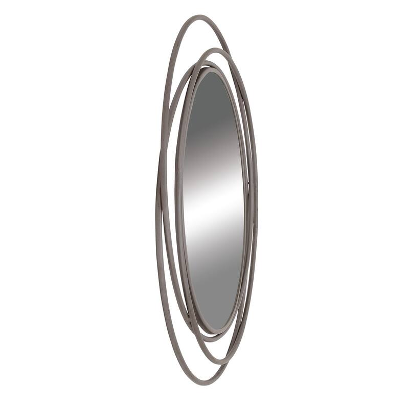Stylish Metal Wall Mirror with Overlapping Circles and Foiled Finish - Gold or Gray