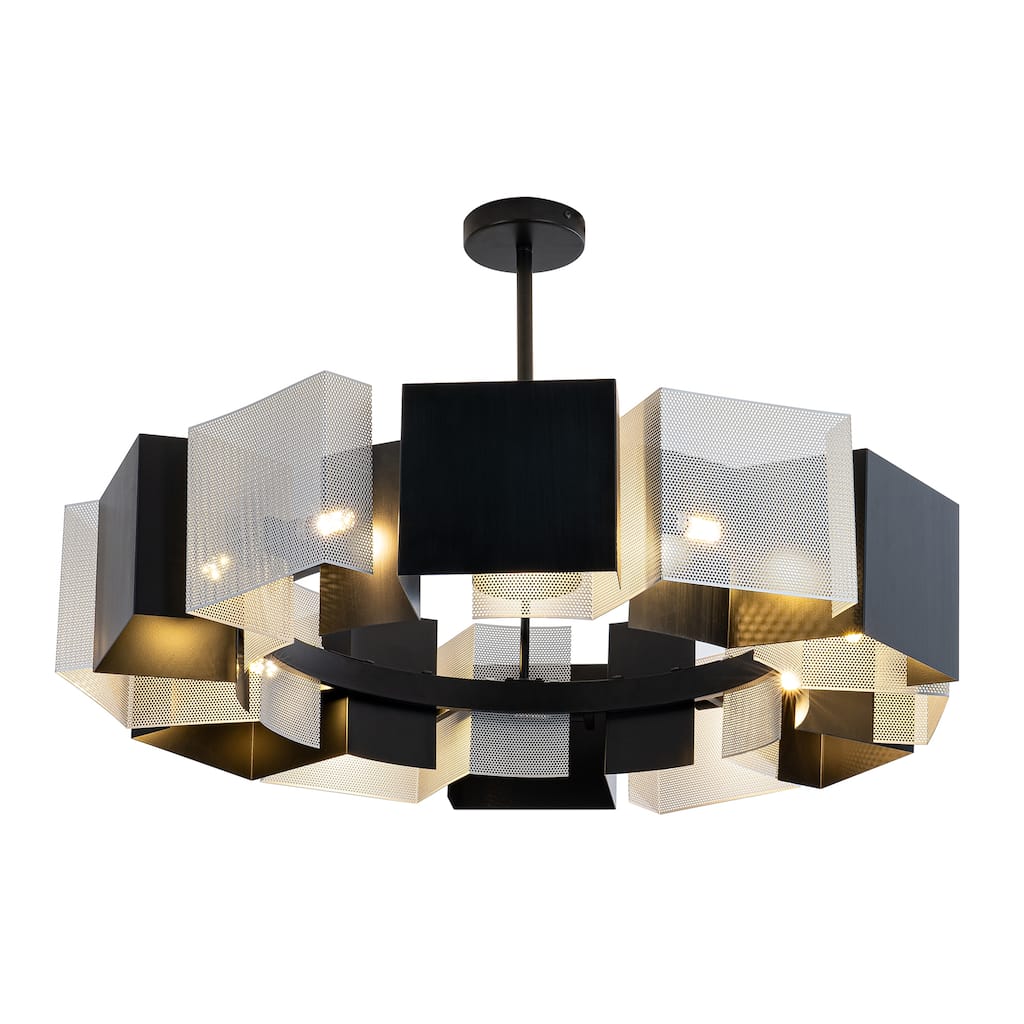12-Light Black and Silver Modern/Contemporary Chandelier - Black and Silver