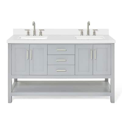 Ariel S061DWQRVO Magnolia 60" Free Standing Double Basin Vanity Set