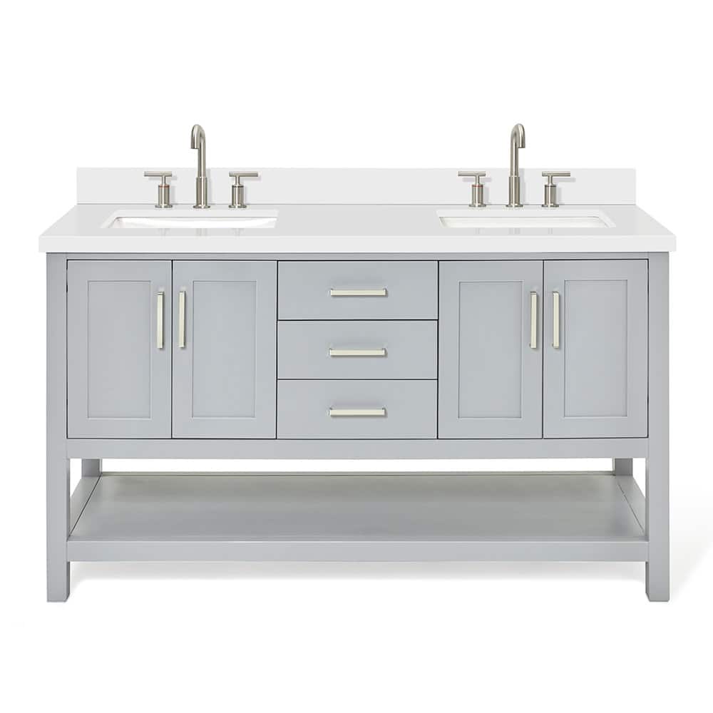 Ariel S061DWQRVO Magnolia 60" Free Standing Double Basin Vanity Set