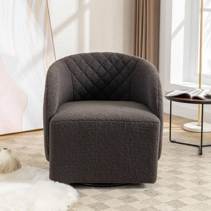 21.06"Seat Width Soft Teddy Fabric Swivel Chair For Living Room