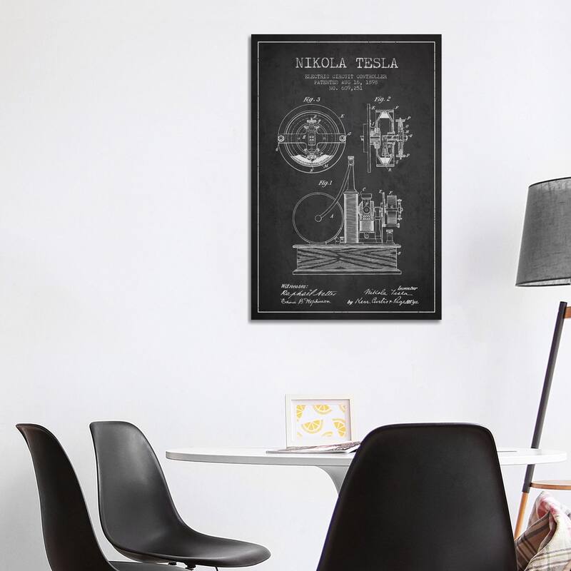 iCanvas "Electric Circuit Charcoal Patent Blueprint" by Aged Pixel Canvas Print - 40x26x1.5