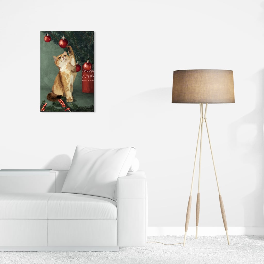 Wynwood Studio Prints Holiday and Seasonal Decorative Play Tree Green and Dark Green Traditional Wall Art Canvas Print