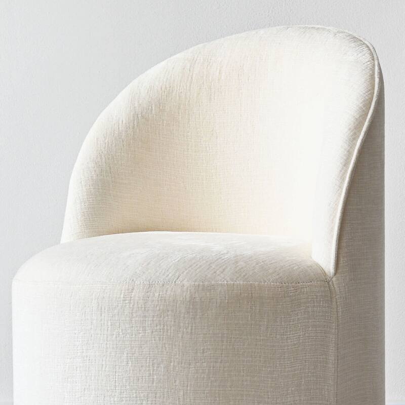 Upholstered Chenille Barrel Accent Chair with Castors(Set of 2)