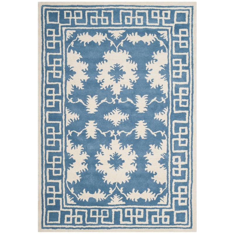 SAFAVIEH Handmade Bella Yosun Modern Floral Wool Rug - 4' x 6' - Blue/Ivory