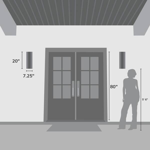 dimension image slide 0 of 4, Hunter + Jasmine Roth Canoga Outdoor WeatherMax LED Wall Light - Contemporary - Patio, Porch, Entryway - Corrosion Resistant!