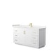 preview thumbnail 70 of 168, Miranda Single Vanity Set, Cultured Marble Top, No Mirror 60-Inch Single - White, Gold Trim, Carrara Cultured Marble Top