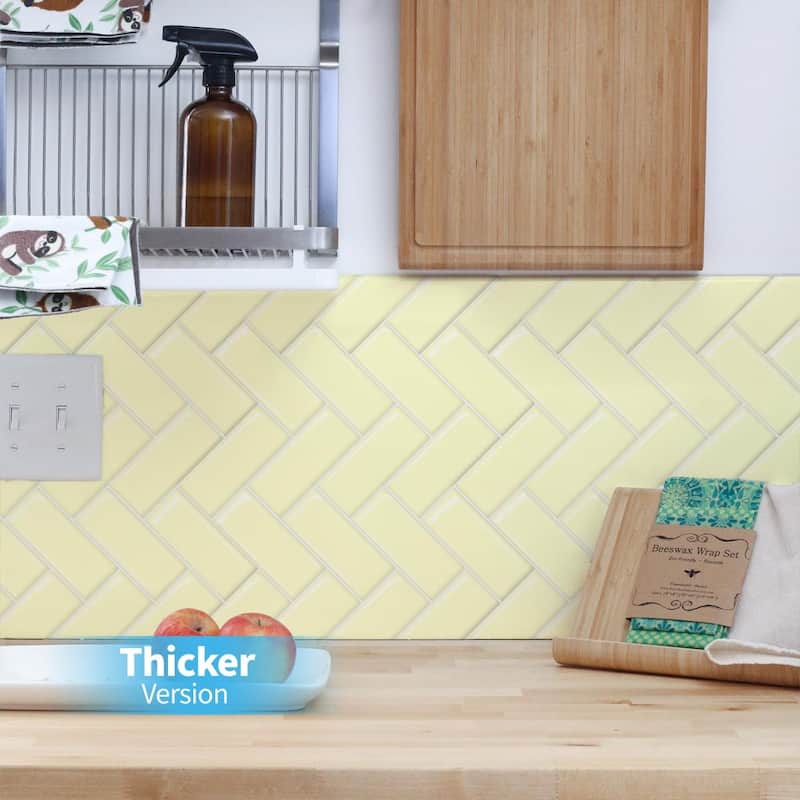 Art3d thicker herringbone peel and stick backsplash tiles