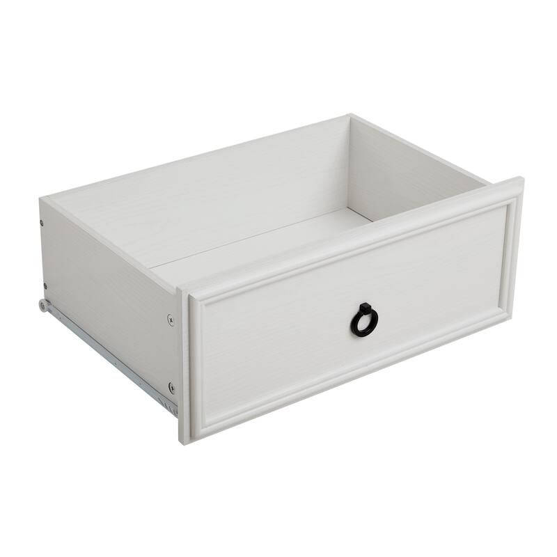 GDFStudio - White Modern Farmhouse 6-Drawer Dresser with Oak Grain Top and Smooth Metal Slides