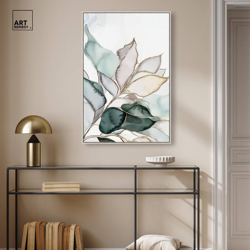 Pastel Leaves with Gold I Canvas by Art Remedy