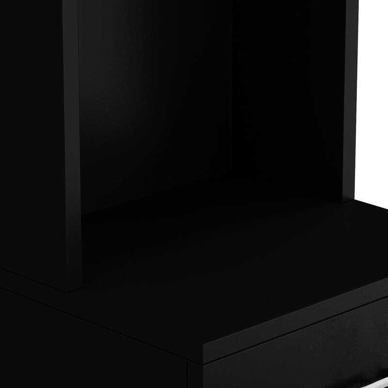 Standing 5 Compartments 1 Drawer 1 Door MDF Barber Cabinet Black