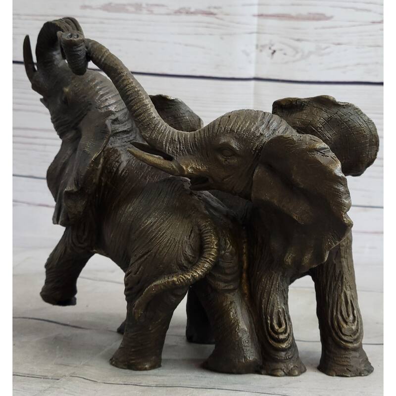 Baby Elephants Playing Hot Cast Bronze Metal Figurine Sculpture Statue Decor