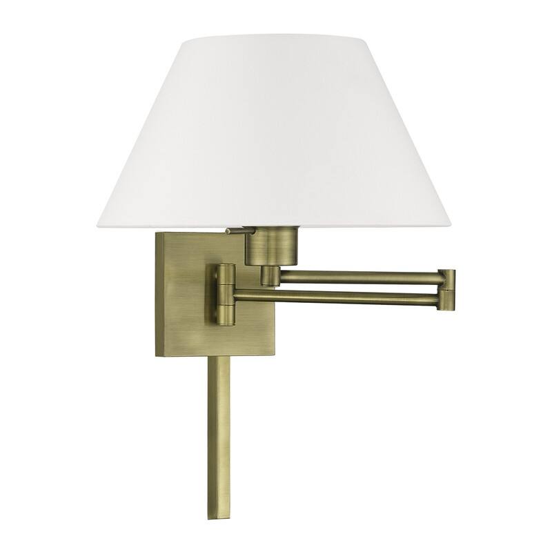 Livex Lighting 1-Light Off-White Shade Swing Arm Wall Lamp, 40039