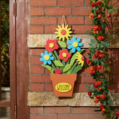 Glitzhome 22"H Wooden Blooming Flowers Garden Wall Décor