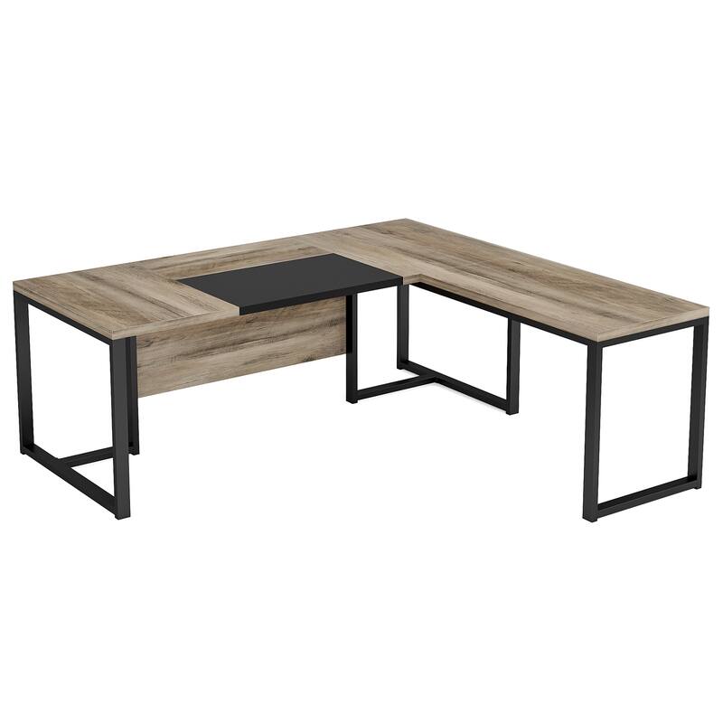 Executive Desk and File Storage Cabinet Set, L-Shaped Computer Desk for Home Office