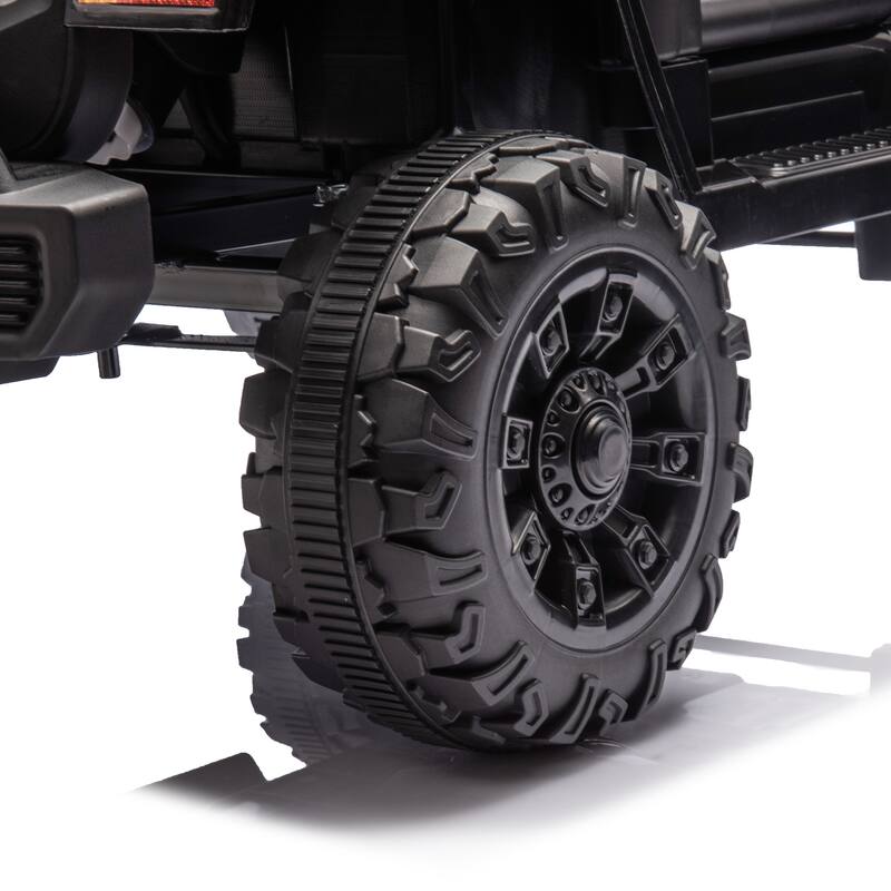 Black Ride on Truck Car with Removable Steering Wheel, Electric Car for Kids with LED Lights, Battery Powered Electric Car