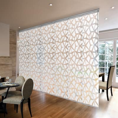 InStyleDesign Geometric White 3 to 6 Panel Single Rail Panel Track Room Divider, Panel width 23.5"