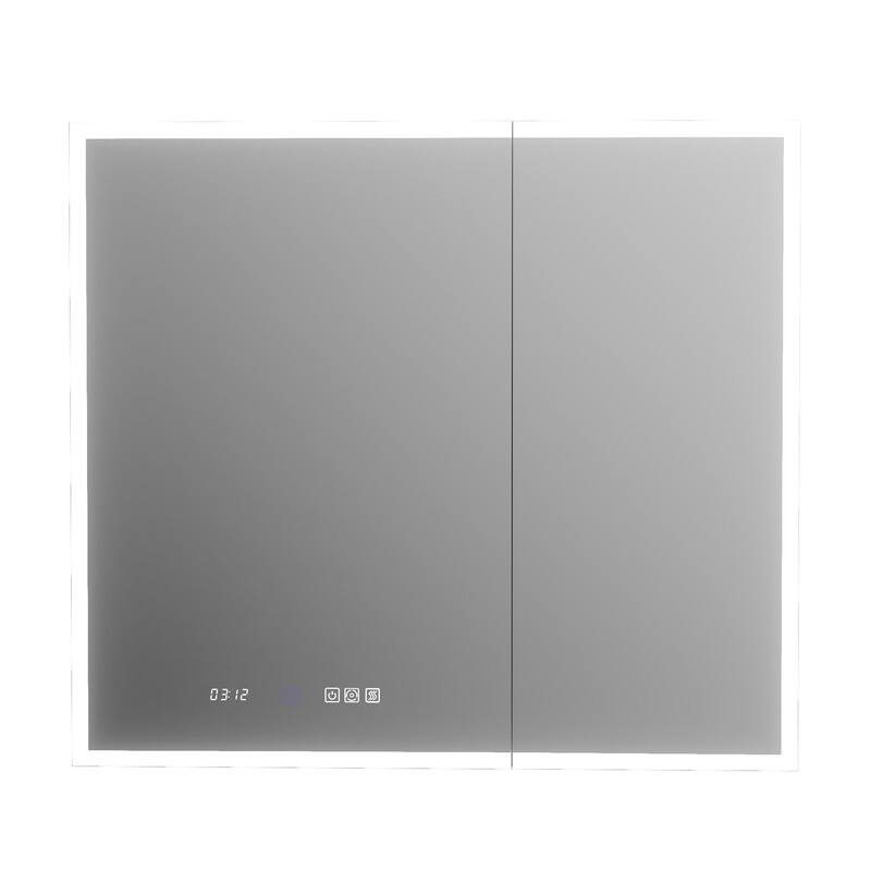 MEDUNJESS Double Opening Frameless Bathroom Mirror Cabinet with Defogging