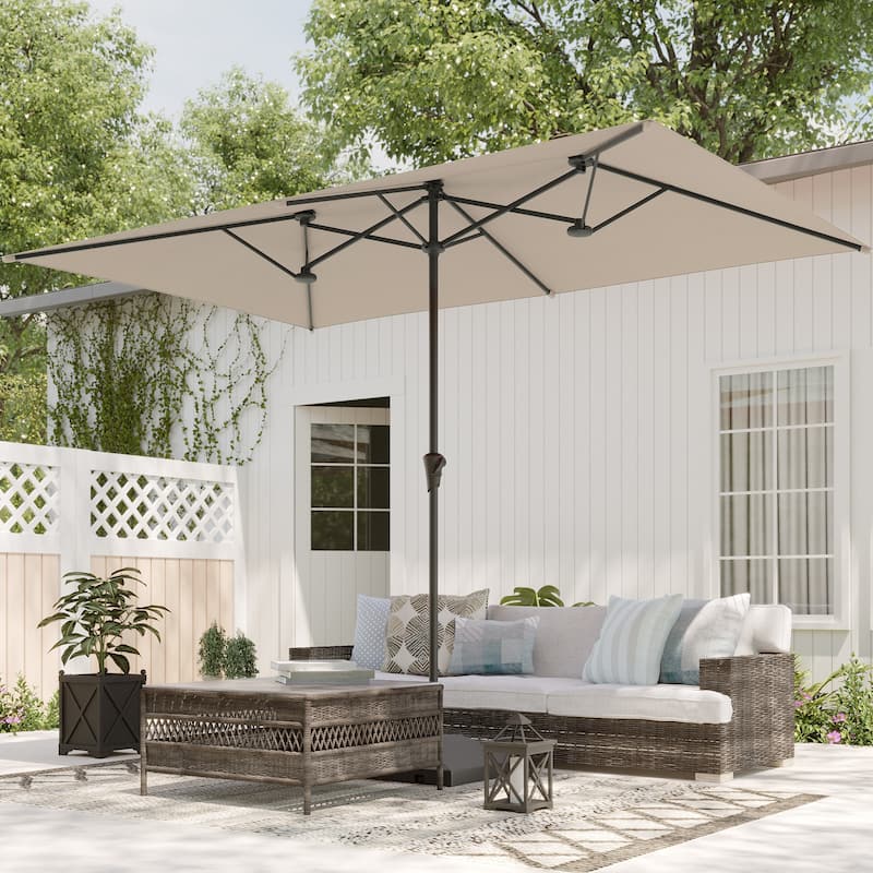 BONOSUKI 11x7/10x6.5ft Double-Sided Patio Umbrella with Large Canopy Outdoor Table Umbrella for Garden