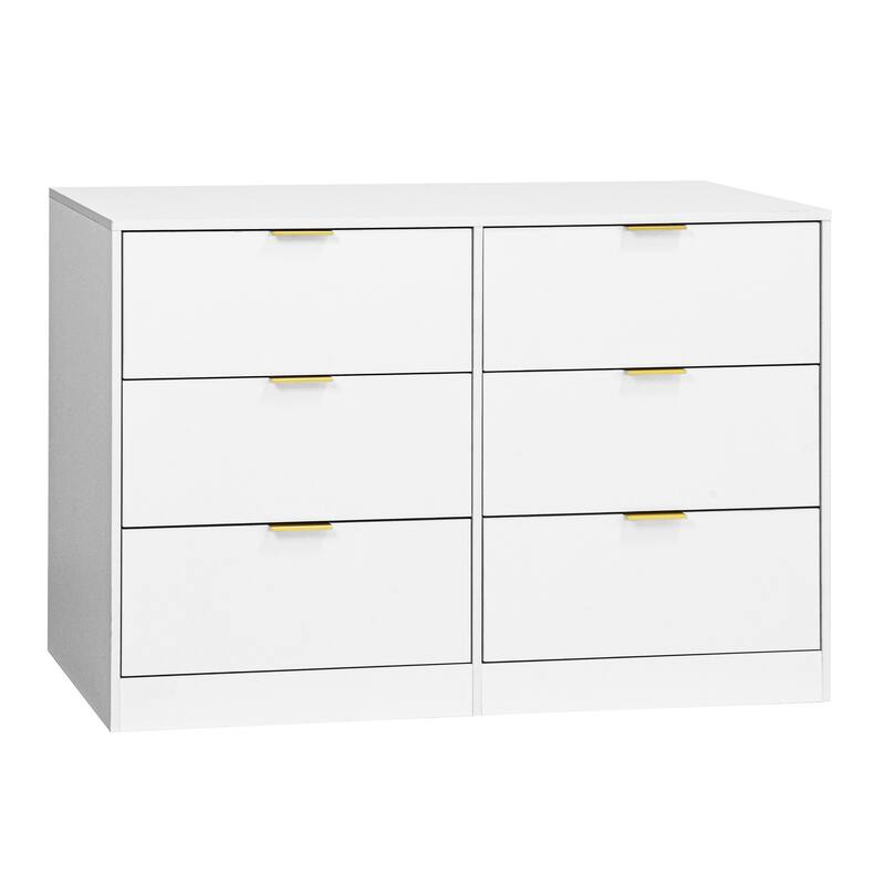 Modern 6 Drawer Dresser, Large Capacity Storage Cabinet, Clothing Organizer with Metal Handles for Bedroom, Living Room