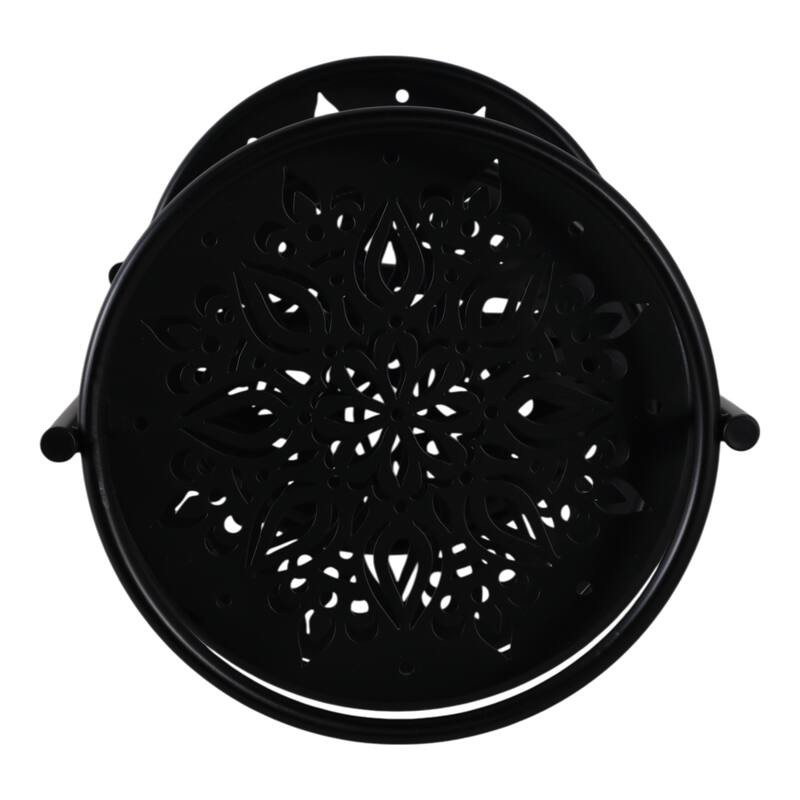 Metal Plant Stand Folding 3-Tier Mandala Tiered Display - 22" Black - 10" x 10" x 22"
