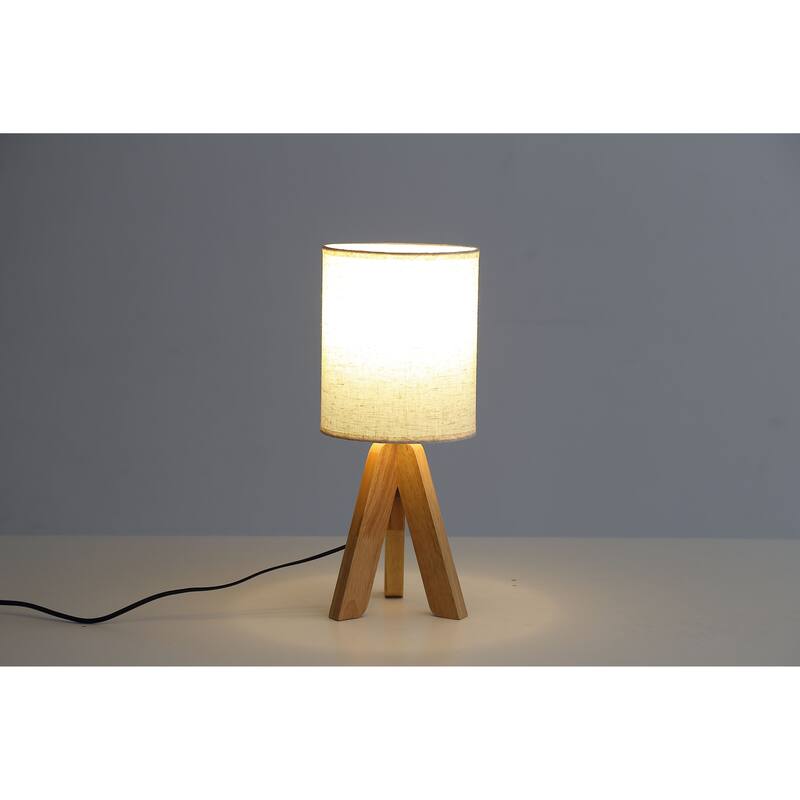 Sofucor 15 inch Table Lamp with LED Light and USB Ports - Solid Wood&Fabric(Without light)