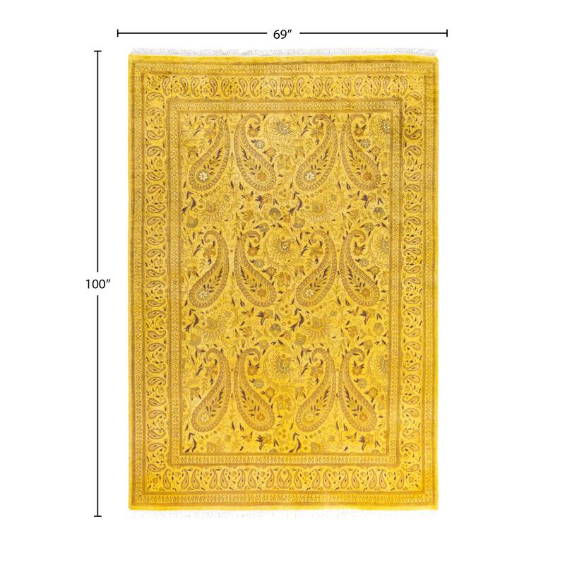 Overdyed One-of-a-Kind Hand-Knotted Area Rug - Yellow - 5' 9" x 8' 4"
