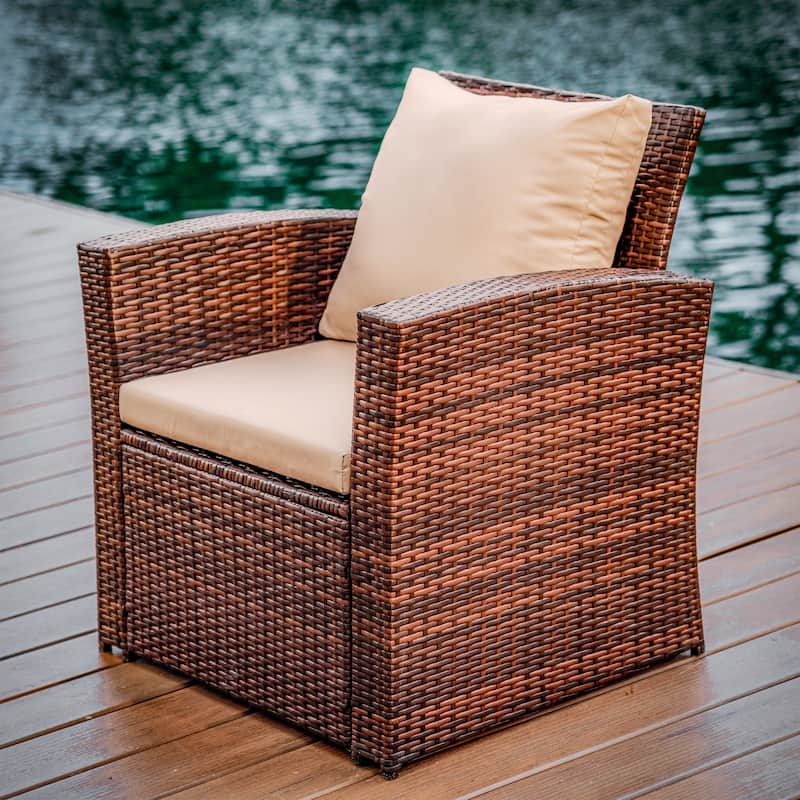 Empyrean 4 Piece Premium Patio Furniture Wicker Conversation Set