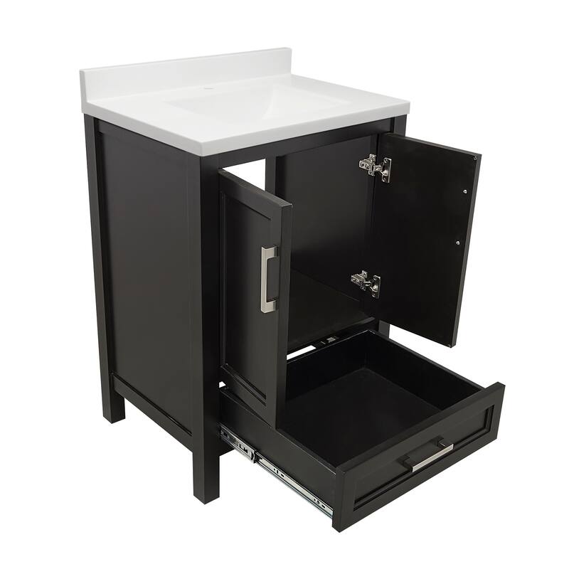 Nevado 25 in. W x 19 in. D x 36 in. H Bath Vanity in with White Cultured Marble Top Single Hole