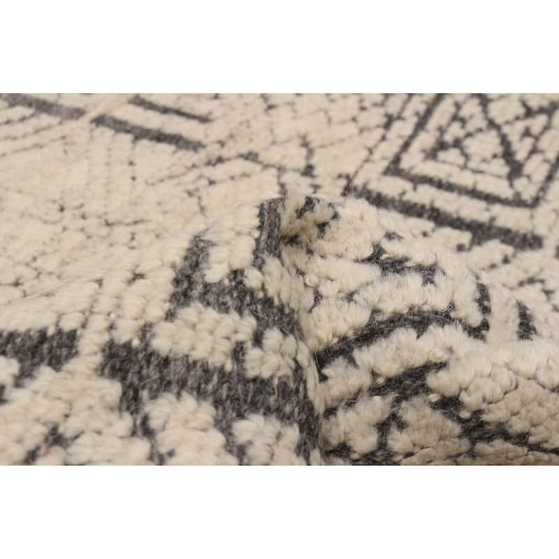 ECARPETGALLERY Hand-knotted Tangier Cream, Dark Grey Wool Rug - 5'2 x 7'6