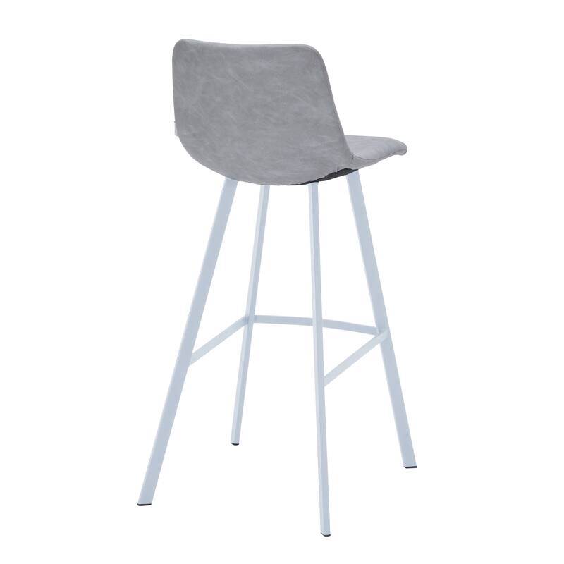 Leather 41" Counter Height Bar Stool with Stainless Steel Legs and Footrest