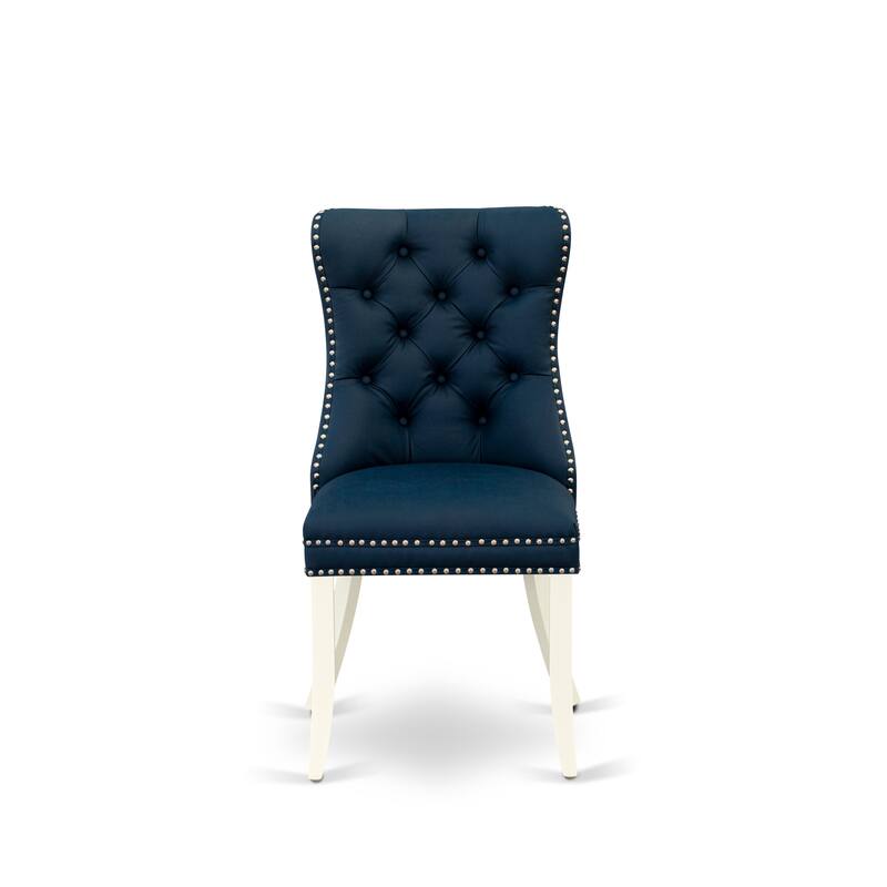 East West Furniture Dining Table Set Consists of a Round Kitchen Table and Upholstered Chairs, Linen White (Pieces Options)