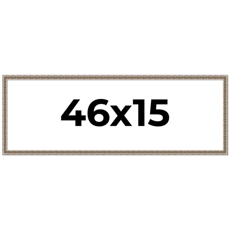 46x15 Frame Silver Versailles Ornate Solid Wood Picture Frame | 1 Inch