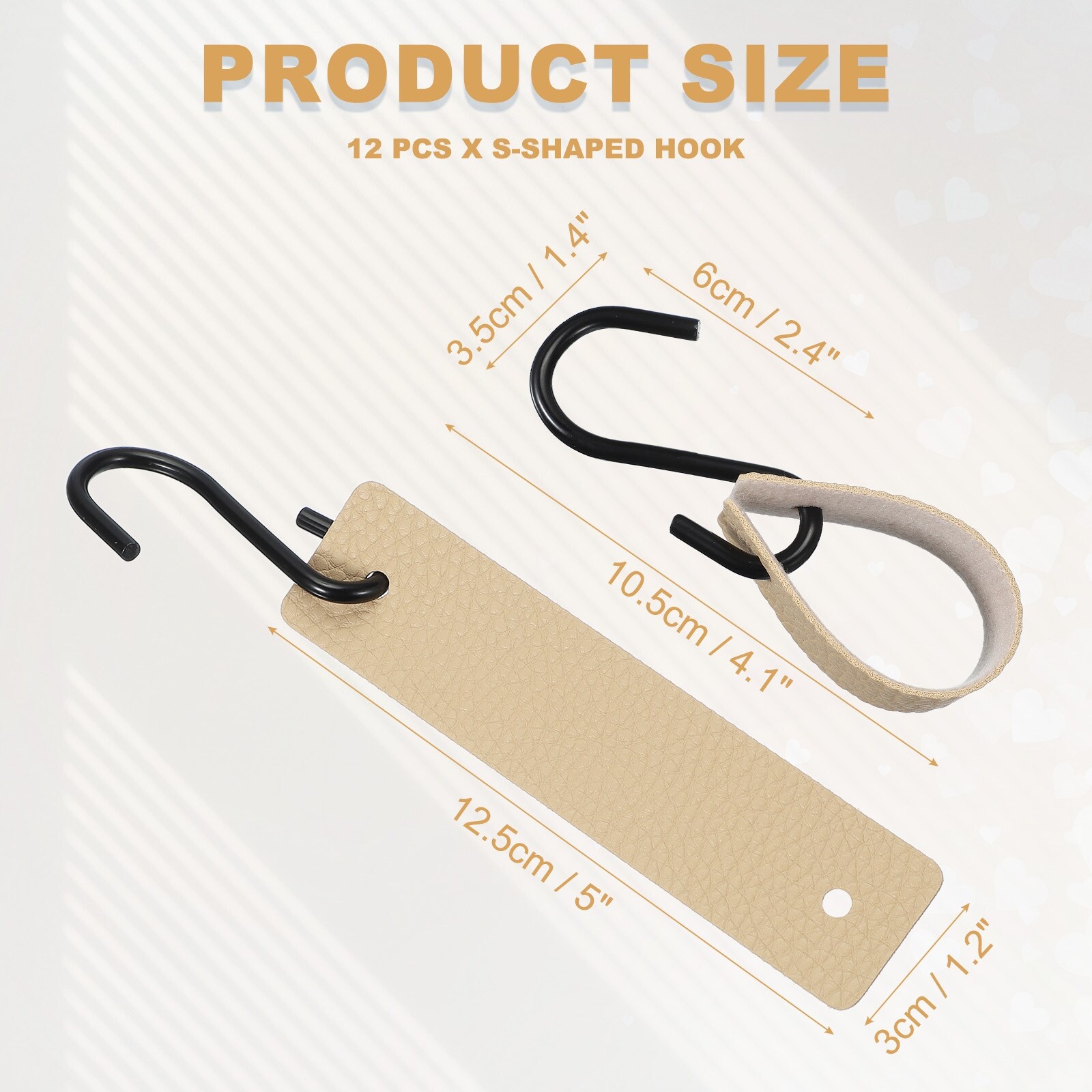 PU Leather S Hooks, Multifunctional S Shaped Hooks for Hanging Coat Towel Camping Kitchen Bathroom Handle