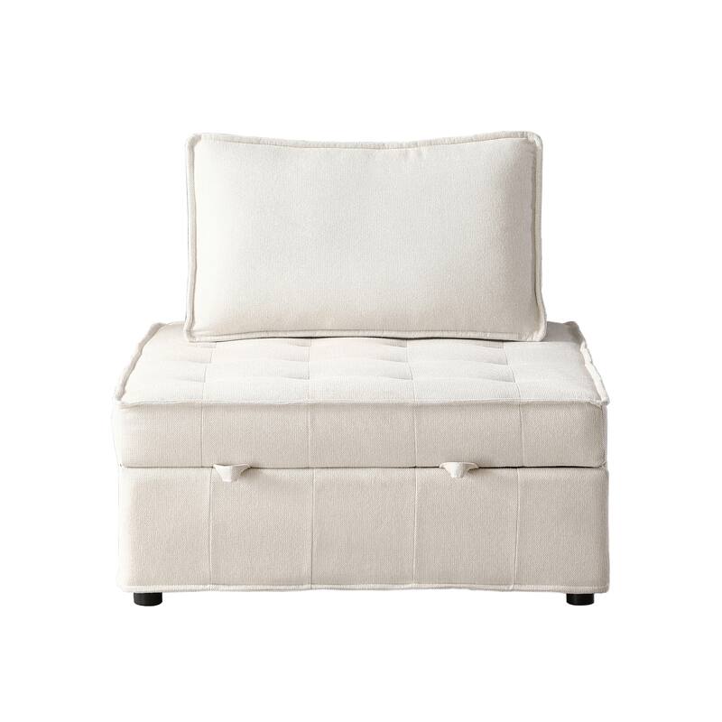 Multipurpose Linen Fabric Ottoman Lazy Sofa Pulling Out Sofa Bed