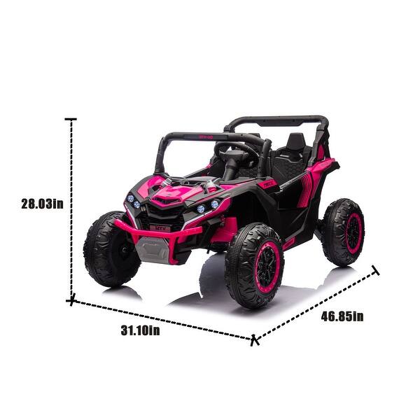 dimension image slide 2 of 3, 24V Two-Seater Kids Ride-On UTV with Remote Control, Four-Wheel Suspension, Bluetooth, LED Lights, for Kids 3+