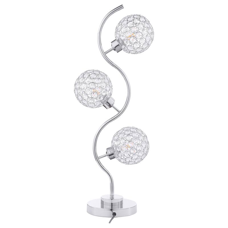 Amberley 33-Inch 3-Light Curvy Metal Table Lamp Silver - Chrome