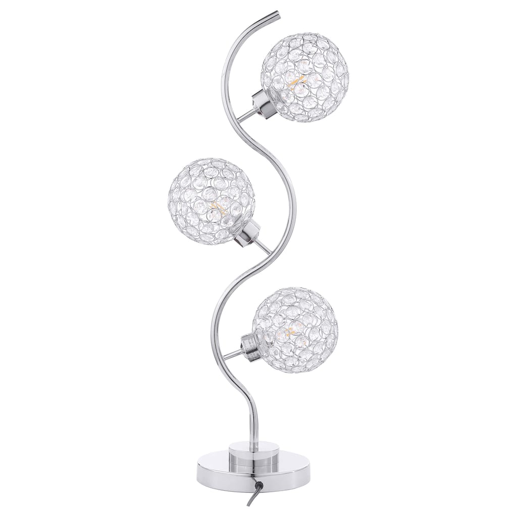 Amberley 33-Inch 3-Light Curvy Metal Table Lamp Silver