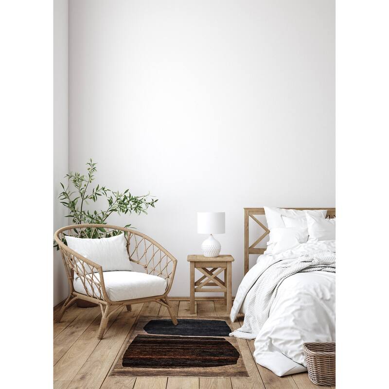 ECARPETGALLERY Hand-knotted Pak Finest Gabbeh Taupe Wool Rug - 4'11 x 6'10