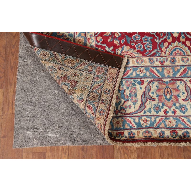 Vegetable Dye Floral Yazd Antique Persian Wool Carpet - 6'6" x 9'10"