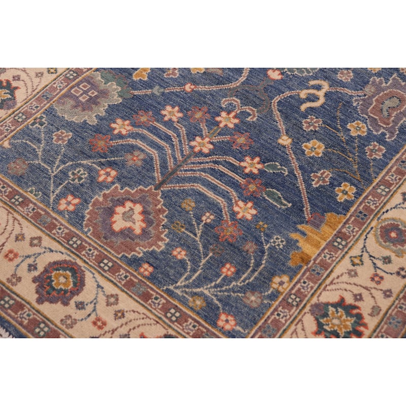 Rustic Kazak Jase Light Blue/Beige Wool Rug - 3'10'' x 6'0''