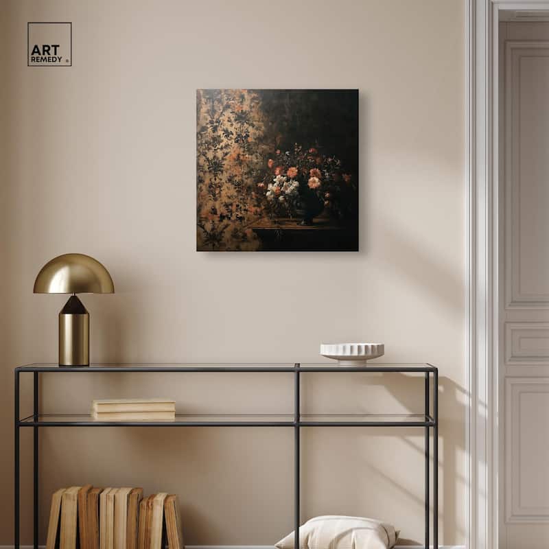 Dark Floral Elegance Canvas by Art Remedy, Gallery Wrapped