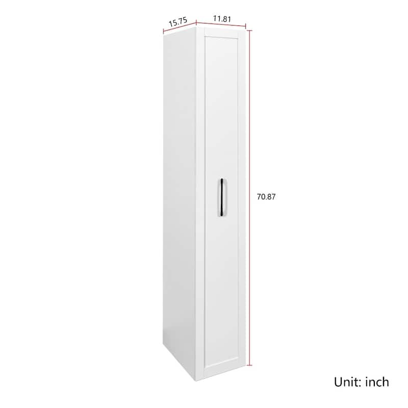 White Wooden Kitchen Rolling Storage Cabinet Pantry Shelf with Handle and Wheels
