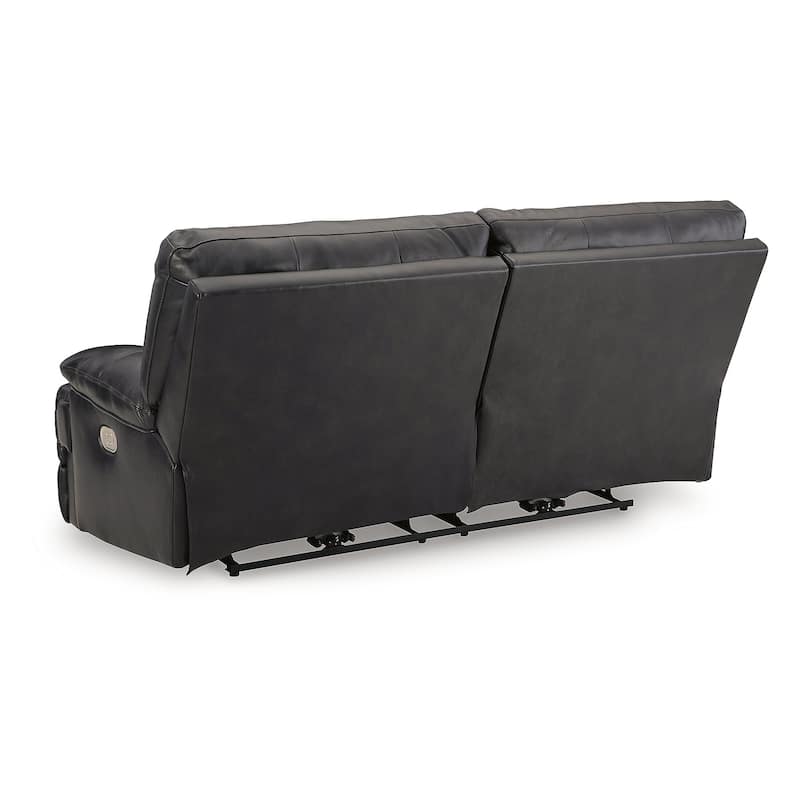 Signature Design by Ashley Mountainous Black Power Reclining Sofa - 85"W x 42"D x 42"H